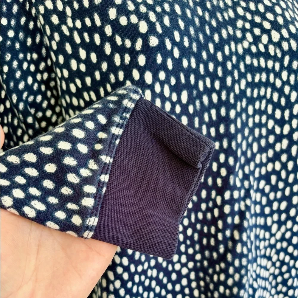 J. Crew Printed Crewneck Sweatshirt Oncila Print Navy/Ivory, SZ L LIKE NEW - Picture 4 of 6